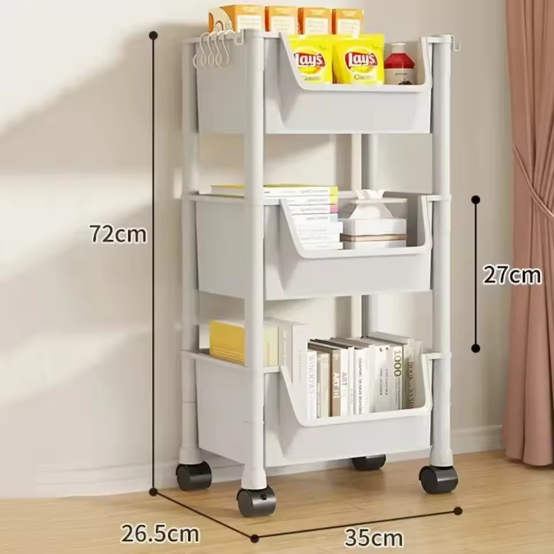 Chariot mobile NobleNest glissant. Rangement fluide et gain de place pour un organisateur pratique dans chaque pièce.