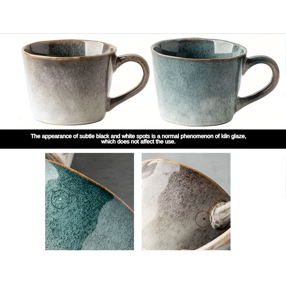 Tasses à café céramique vintage, émaillage céladon. Un ensemble rustique pour tous les amateurs de café.