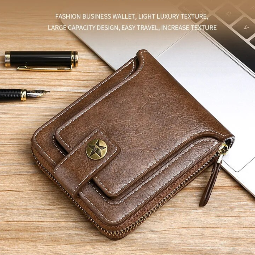 Portefeuille compact unisexe vintage durable, sécurité RFID pour cartes, idéal porte-cartes/monnaie.