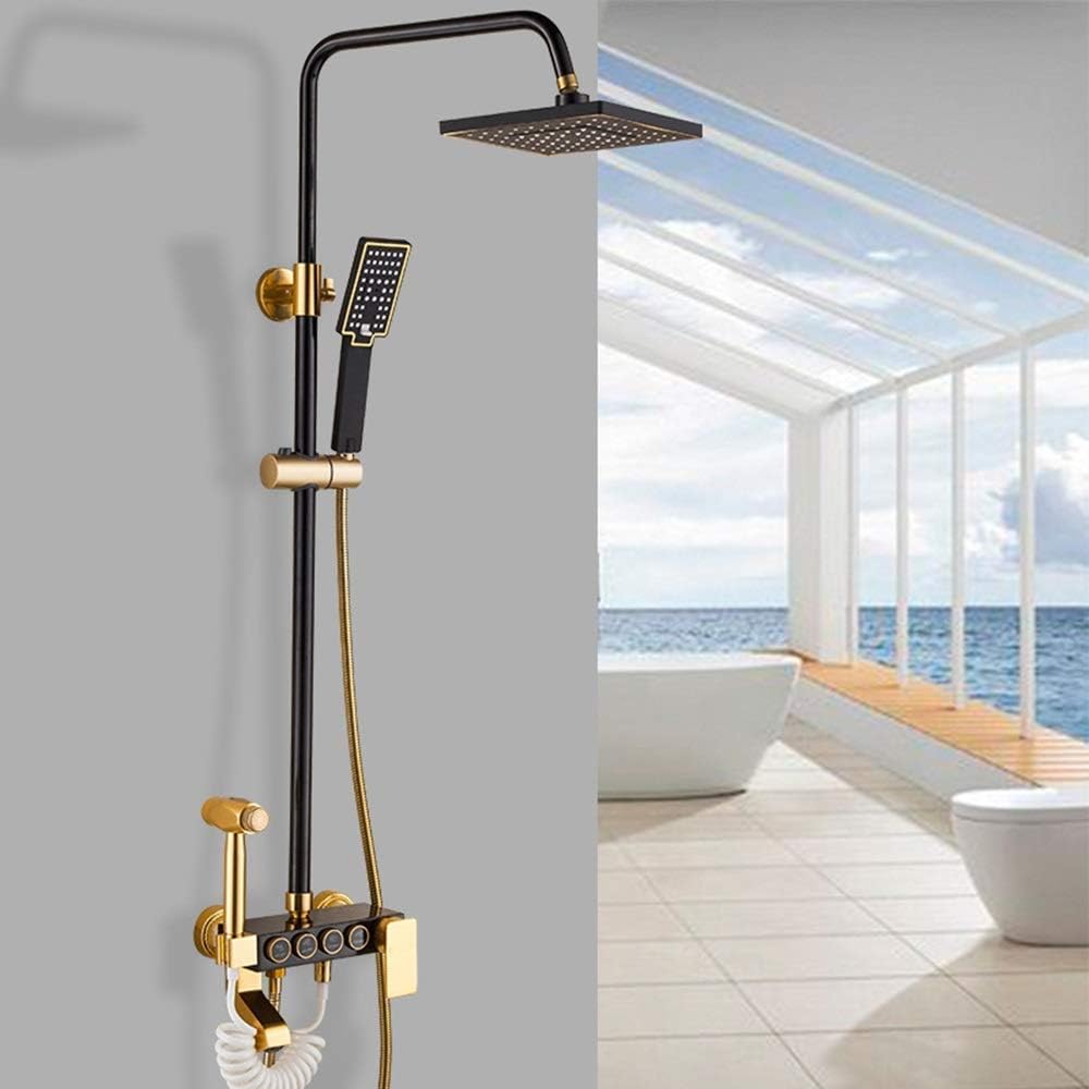 Ensemble de douche mural vintage pluie noir mat pour salle de bain, style rétro antique.