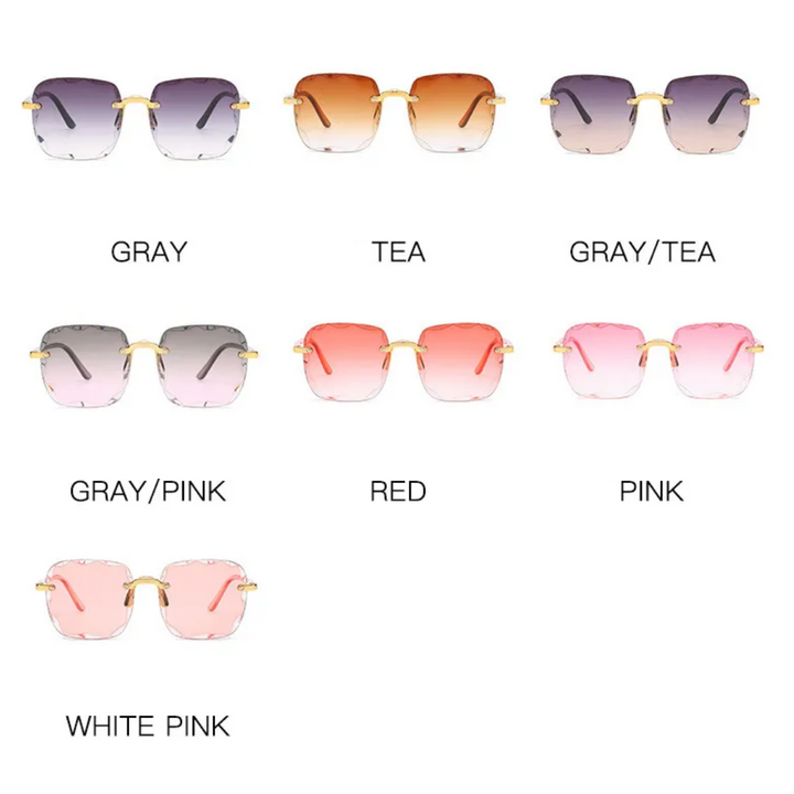 Lunettes de soleil été, unisexe, sans monture, verres dégradés, protection UV optimale.