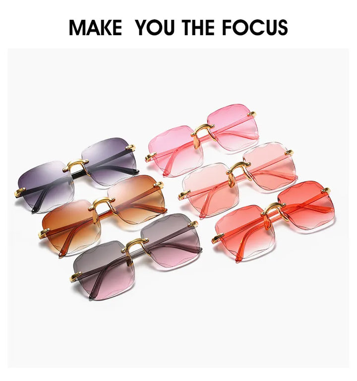 Chic et rétro : lunettes de soleil sans monture, unisexe, vintage, légères, protection UV.