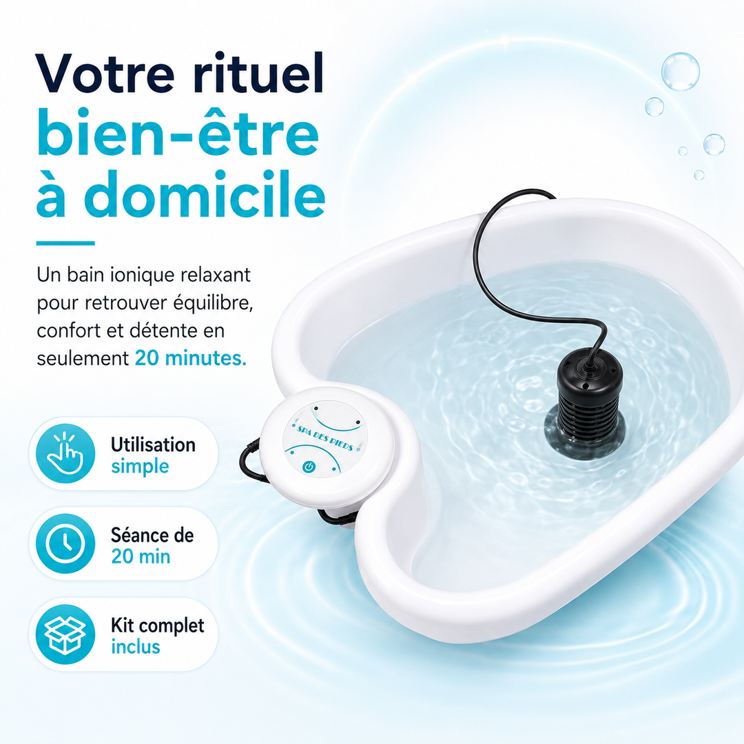 Baignoire ionique pour pieds, soin relaxant et détoxifiant pour une peau rajeunie et saine.