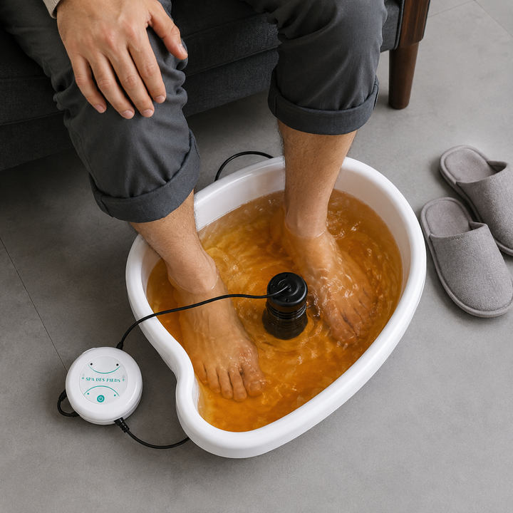 Offrez-vous un moment de relaxation et de bien-être avec ce bain de pieds ionique rajeunissant.