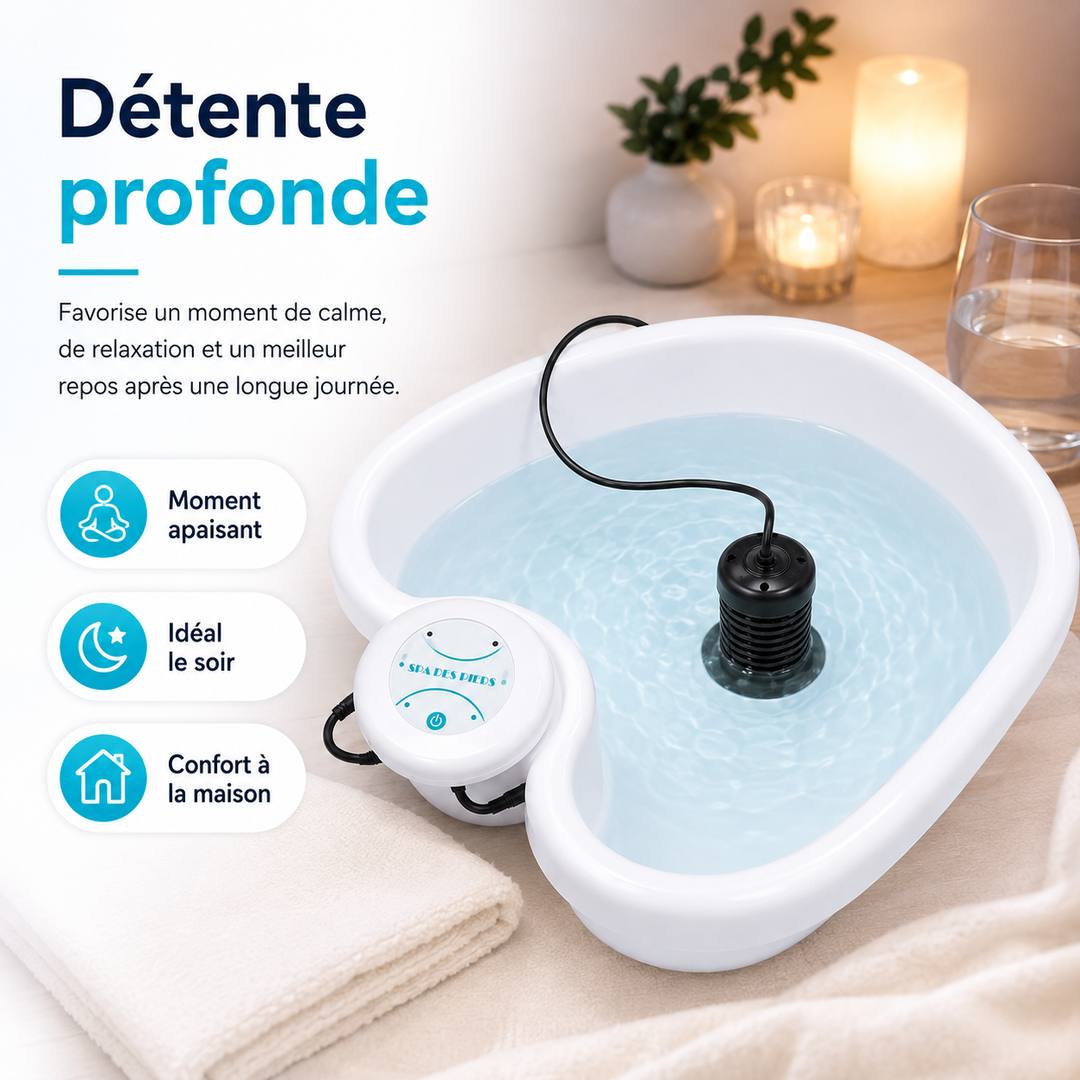Bain de pieds ionique portable, parfait pour un moment de relaxation et de revitalisation à domicile.