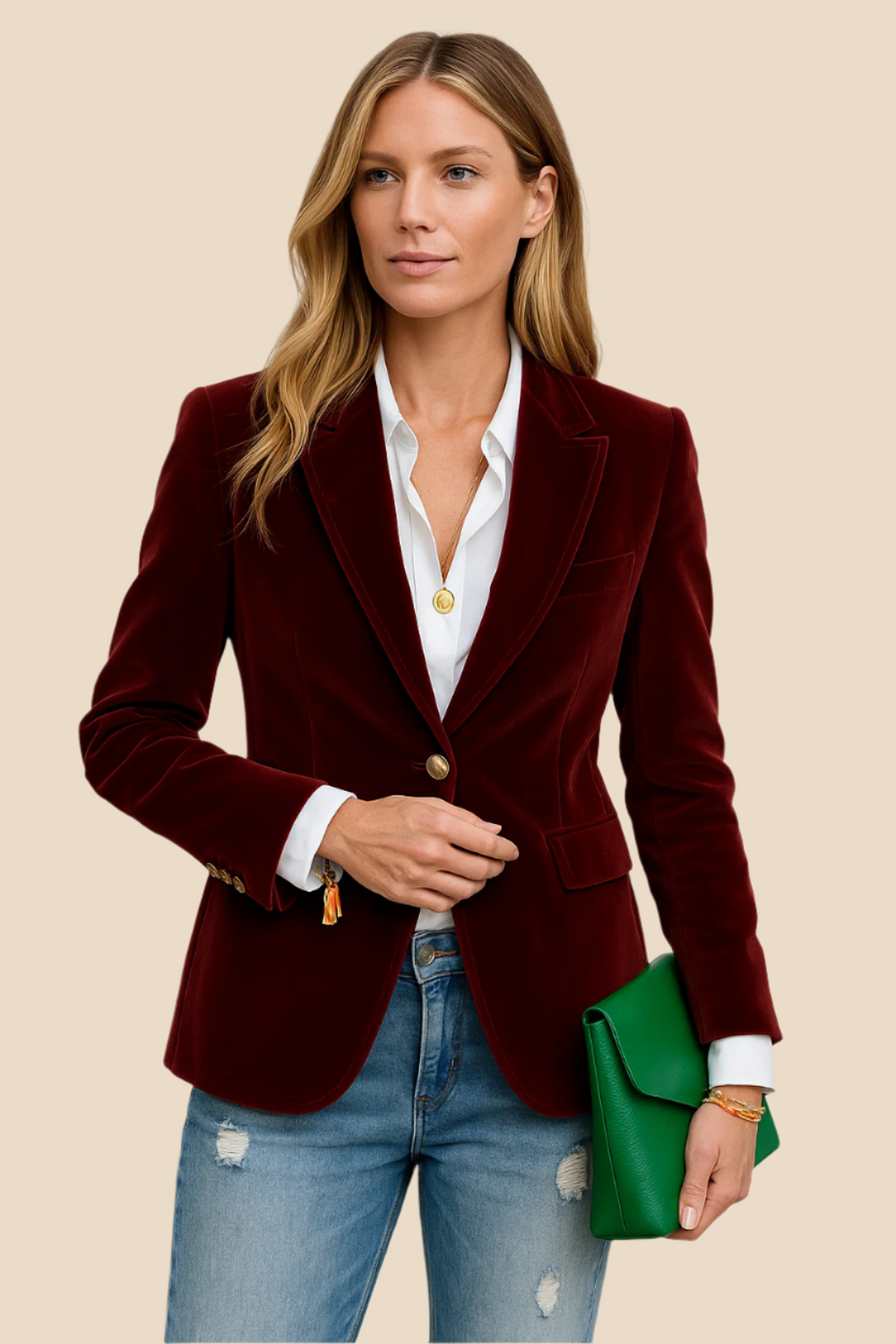 Veste blazer femme professionnelle chic, coupe ajustée et col revers, parfaite pour le bureau.