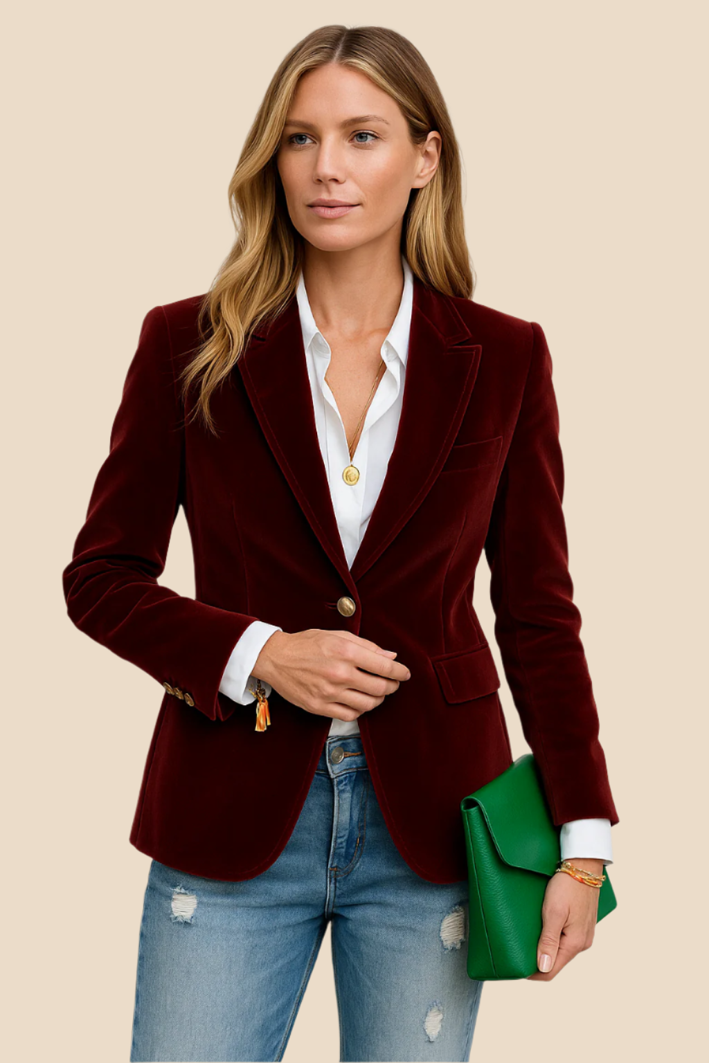 Veste blazer femme professionnelle chic, coupe ajustée et col revers, parfaite pour le bureau.