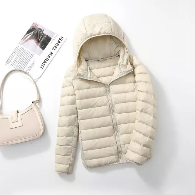 Veste compressible femme pour voyage, couleur tendance, chaude et élégante.
