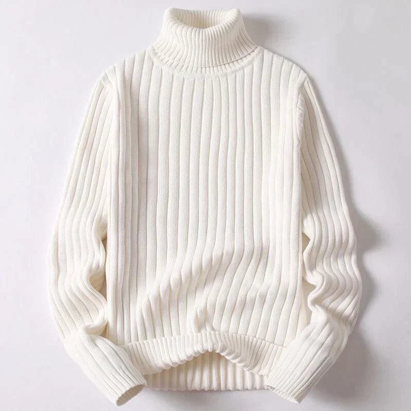 Chandail col roulé décontracté homme, doux et confortable, parfait pour la saison hivernale.