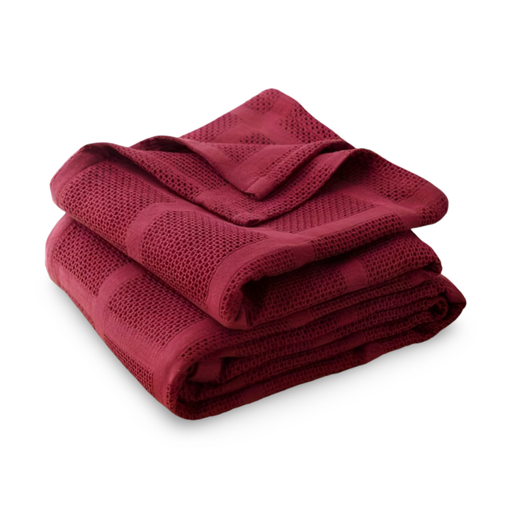 Doux plaid en coton, motif vichy, léger et respirant, idéal pour le confort au quotidien.