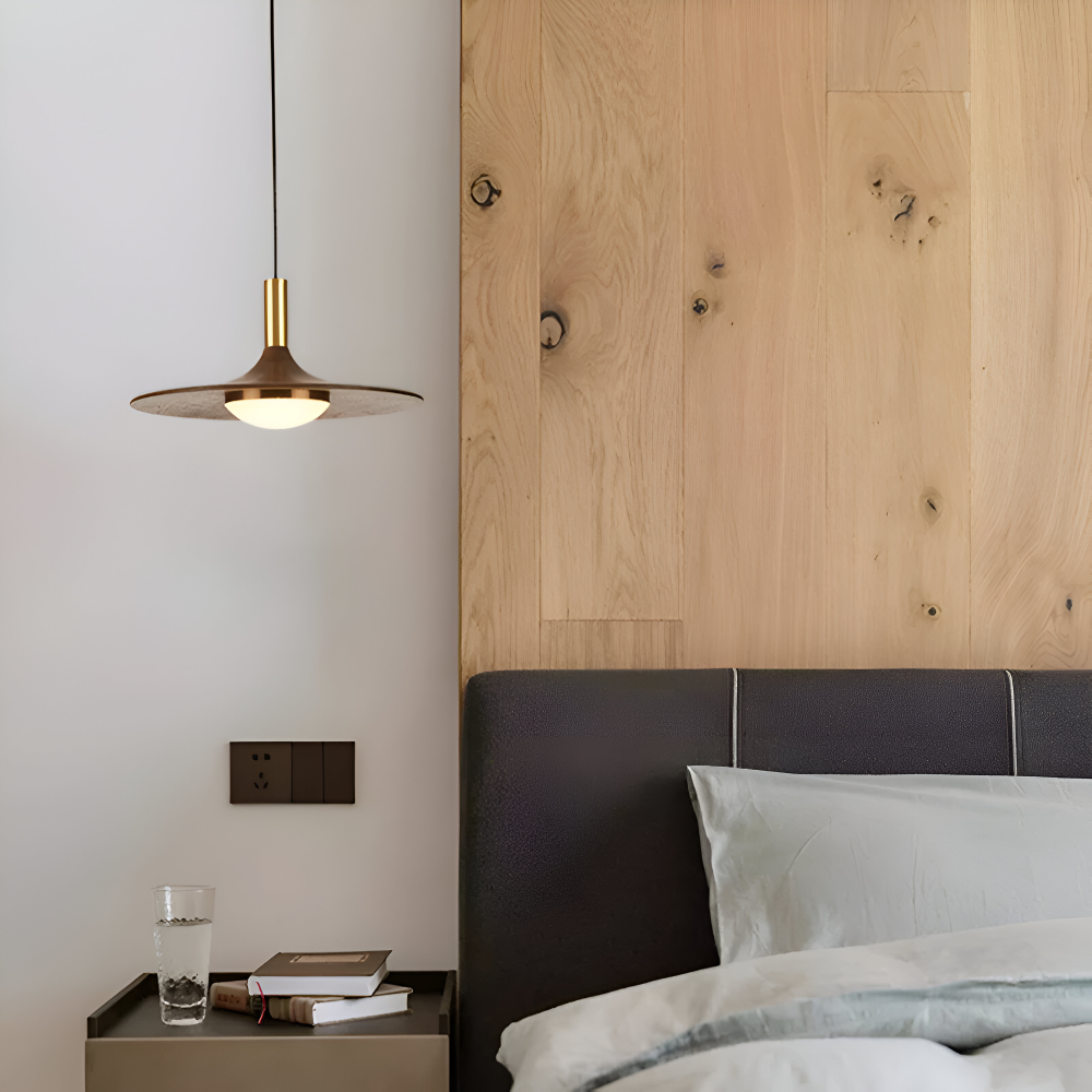 Lampe LED suspendue scandinave, ronde, crée une ambiance chaleureuse pour le salon.
