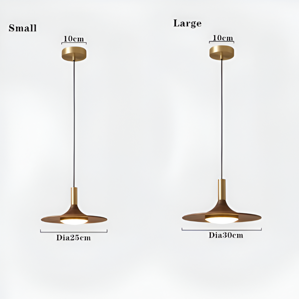 Luminaire suspendu LED rond avec éclat chaleureux, design scandinave moderne.