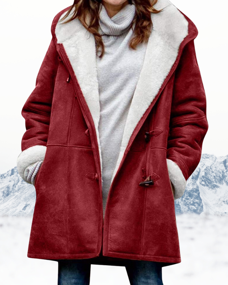 Manteau hiver femme style duffle, coupe longue, chaud et confortable avec capuche pour les journées froides.