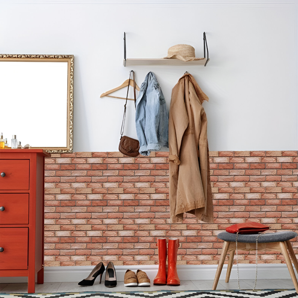 Décoration murale DIY : panneau 3D auto-adhésif brique imperméable, parfait pour un mur d'accent design.