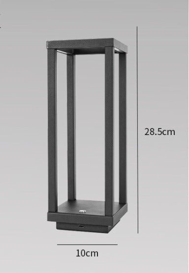 Éclairage d'ambiance LED autonome et portable gris foncé, parfait pour tables de jardin et terrasses.