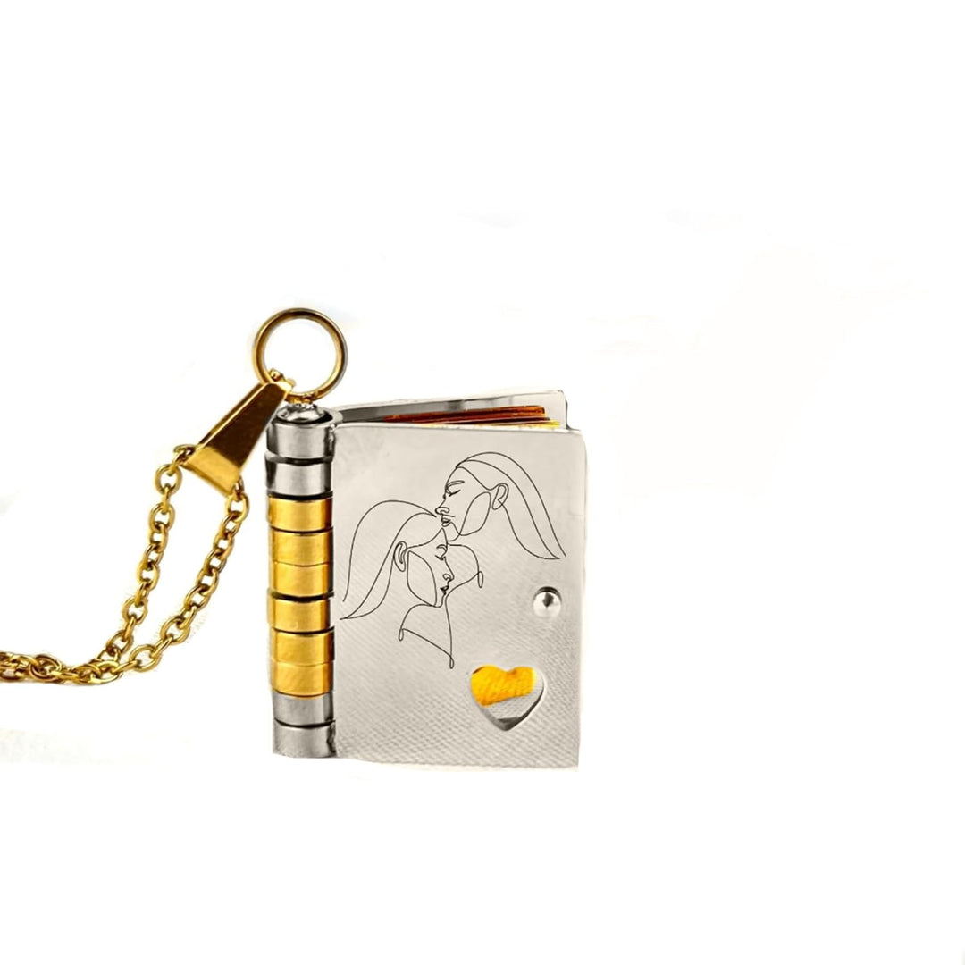 Collier pendentif livre en argent sterling, bijou personnalisable, parfait cadeau sentimental.