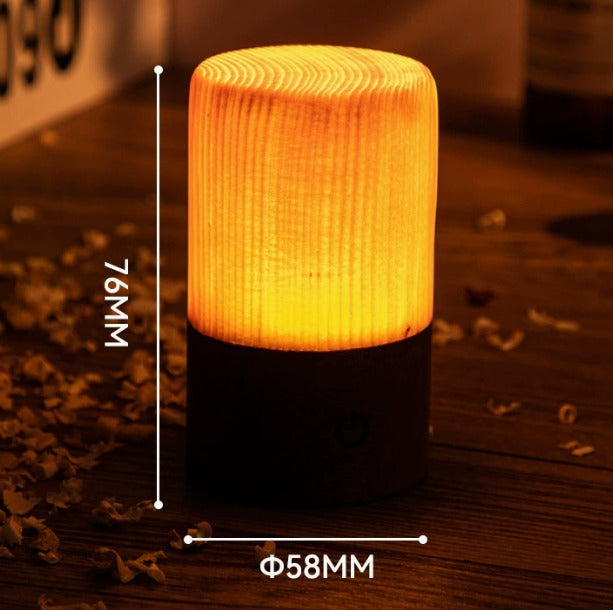 Lampe de table bois design, LED sans fil tactile, rechargeable, pour un éclairage doux et décoratif.