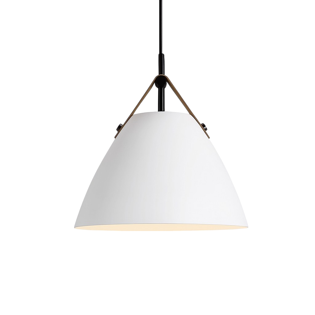 Éclairage suspendu moderne, style nordique, avec abat-jour coloré, pour une ambiance chaleureuse et design.