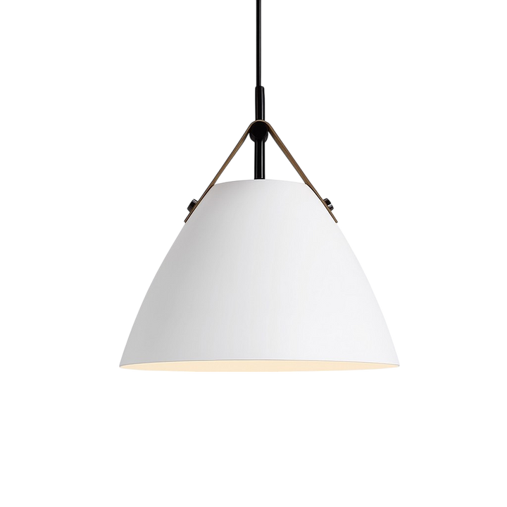 Éclairage suspendu moderne, style nordique, avec abat-jour coloré, pour une ambiance chaleureuse et design.