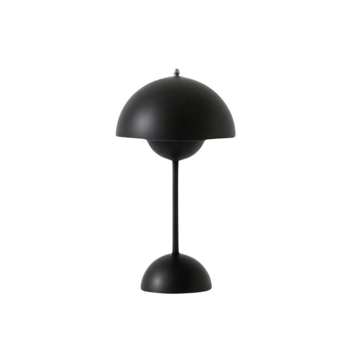 Lampe de table LED sans fil, design minimaliste, dimmable, en métal blanc, portable et pratique.