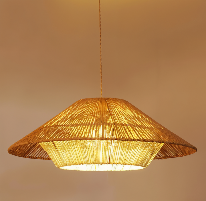 Luminaire suspendu Wabi-Sabi, inspiration japonaise. Idéal pour un éclairage zen et une ambiance chaleureuse à la maison.