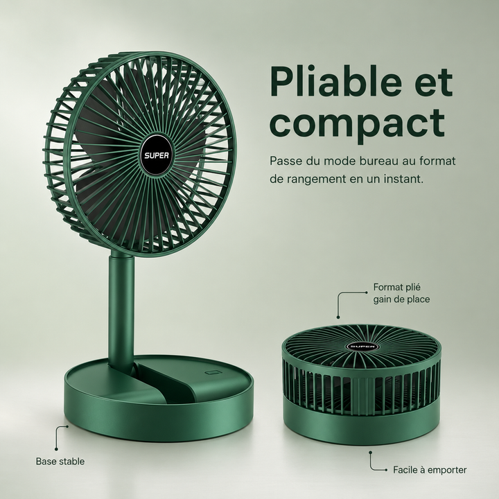 Ventilateur silencieux léger, facile à transporter pour un confort frais en déplacement.
