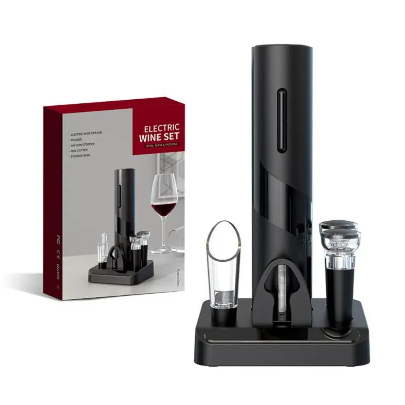 WineSavvy : kit sommelier complet avec ouvre-bouteille électrique, coupe-capsule, aérateur, bouchon.