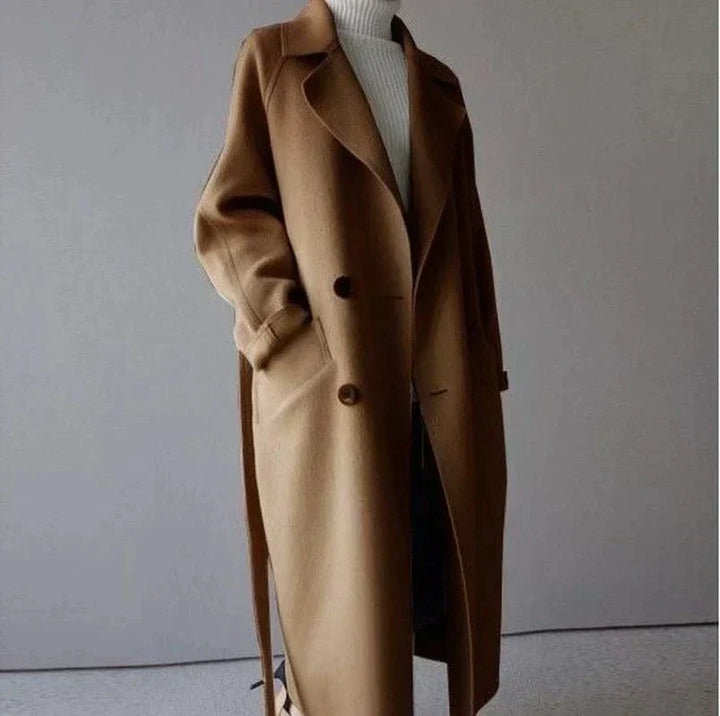Manteau long élégant femme Isabelle, coupe classique et chaude pour l'hiver.