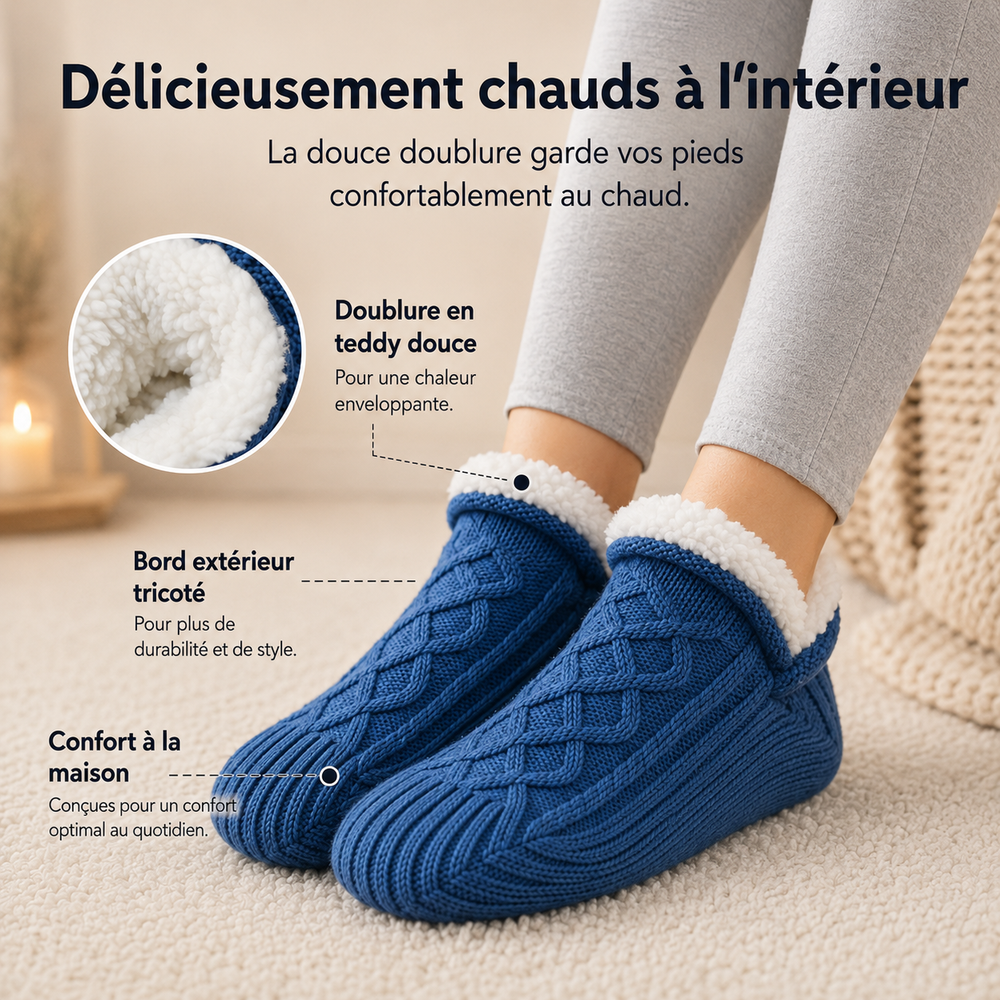 Paire de chaussettes d'intérieur douillettes en cachemire épaissi, parfaites pour le confort à la maison.