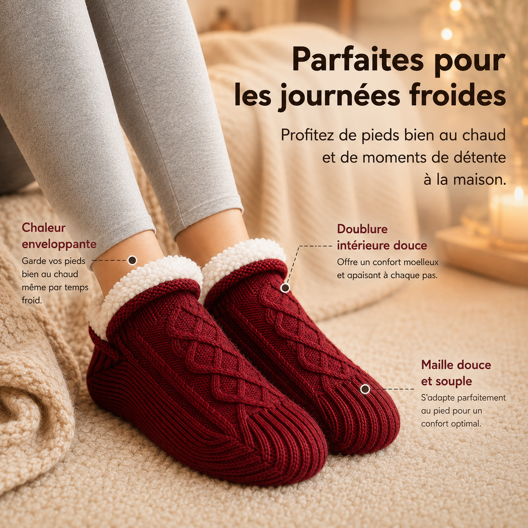 Chaussettes de sol confortables, isolantes et épaisses pour affronter le froid de l'hiver chez soi.