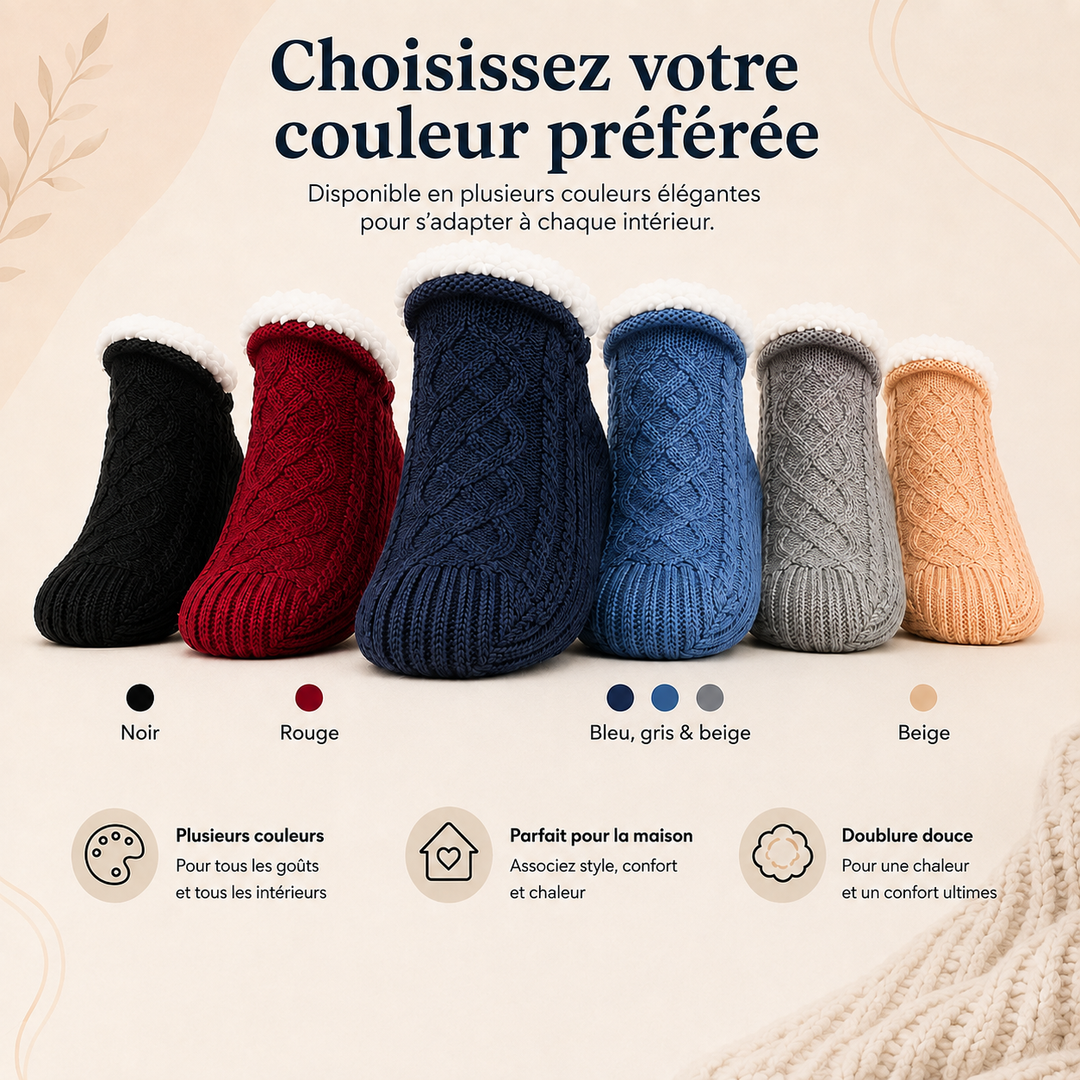 Chaussons chaussettes thermiques en cachemire pour adultes, garantissant chaleur et douceur intérieure.