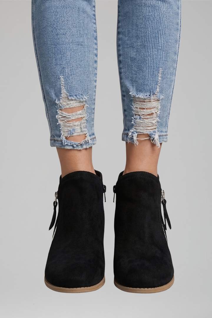 Bottines femme Sylvie décontractées et élégantes, couleur marron, talon confortable pour la marche.