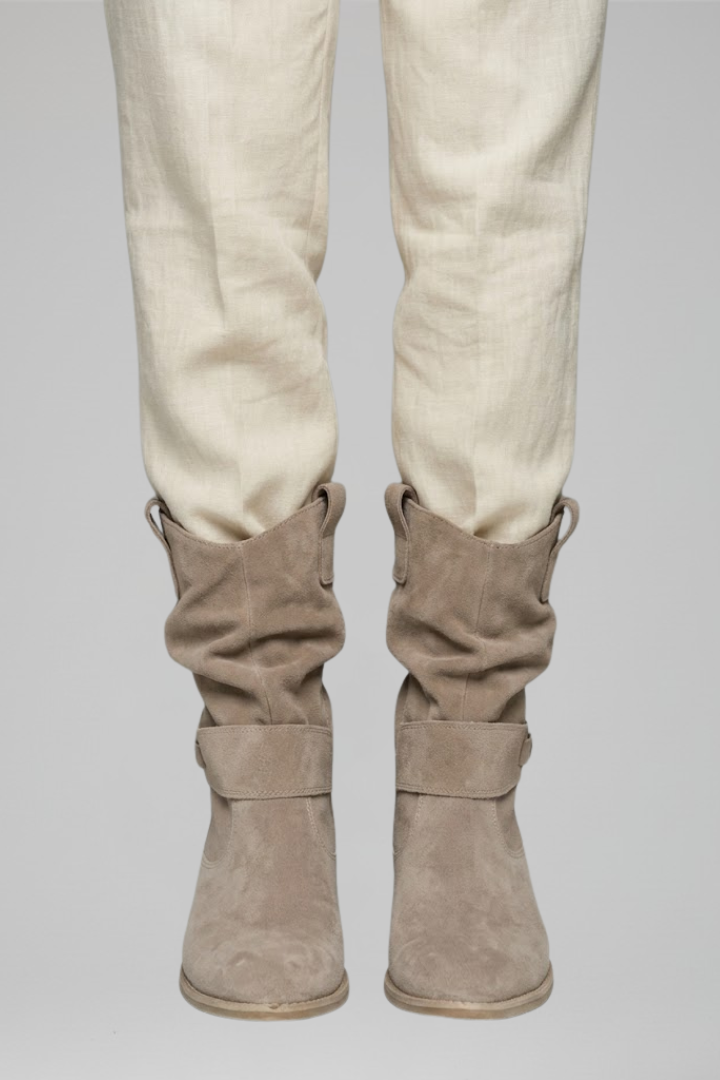 Bottes d'hiver mi-mollet pour femmes, décontractées, avec talon carré robuste et fermeture éclair latérale.