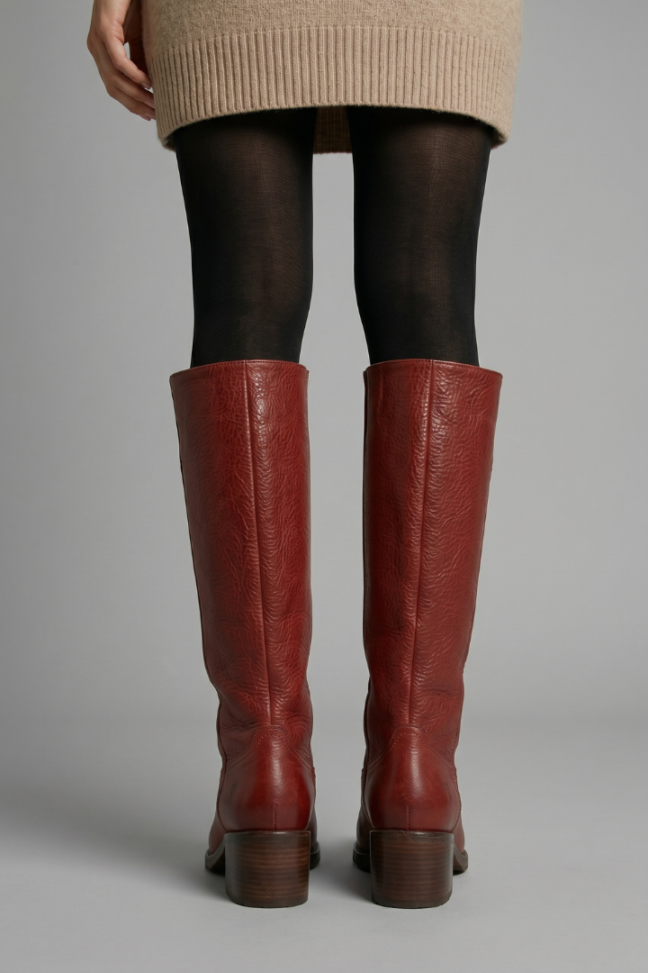 Modèle Ottavia: bottes femmes mi-mollet noires, talon carré, un choix élégant et polyvalent pour l'hiver.