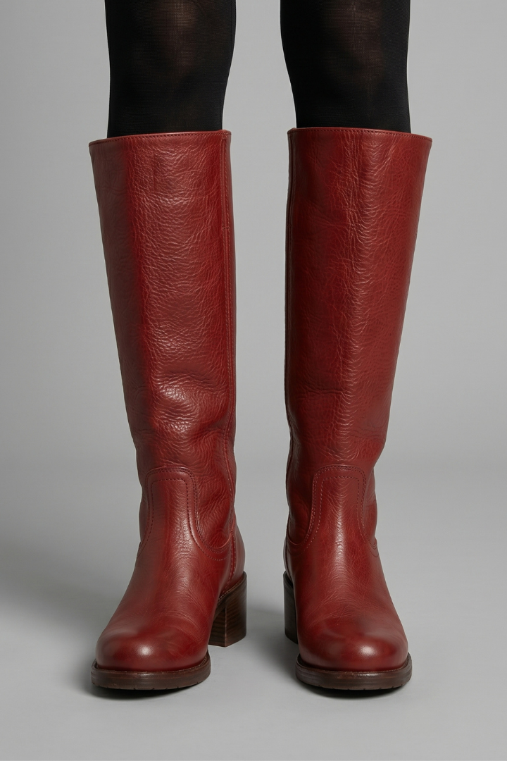 Chaussures bottes mi-mollet femme Ottavia, avec talon carré stable, parfaites pour la saison automne-hiver.