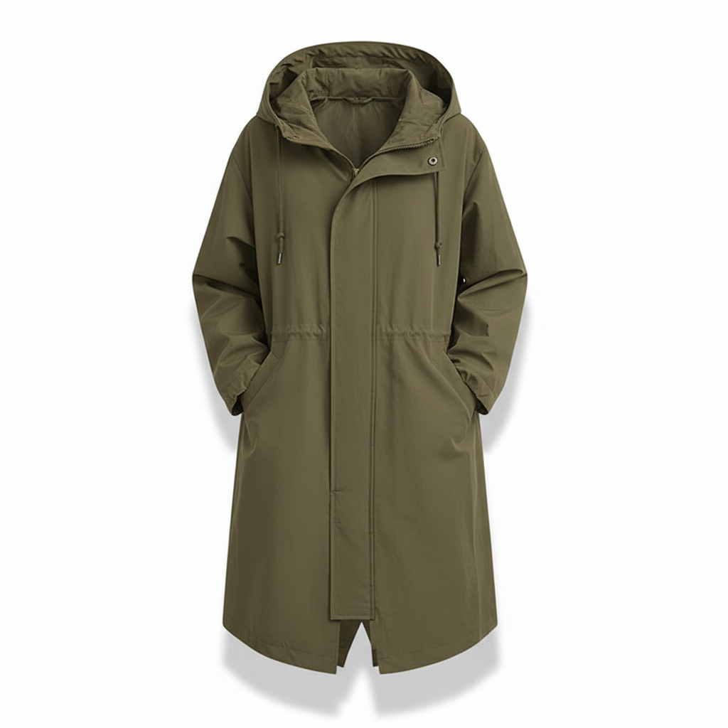 Veste de pluie femme longue et imperméable avec capuche, idéale pour le vent et la pluie en extérieur.