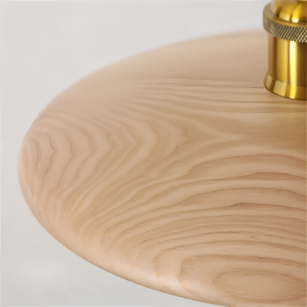 Plafonnier design japonais minimaliste en bois de chêne, élégant pour éclairage d'intérieur.