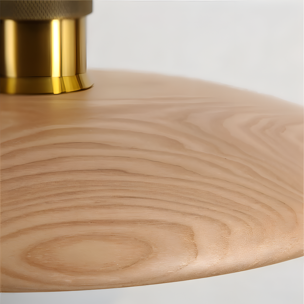 Suspension luminaire bois chêne, design japonais minimaliste, pour un éclairage doux et moderne.