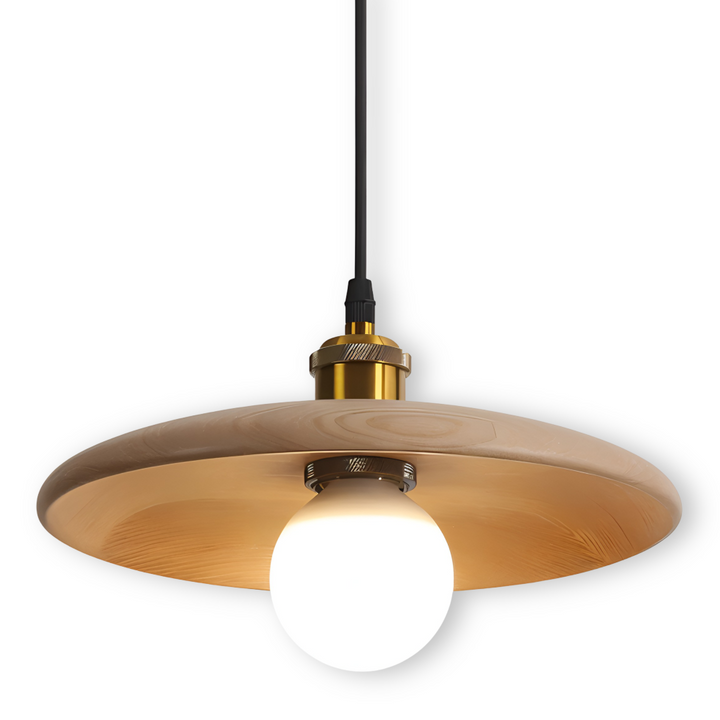 Suspension bois chêne, design japonais, pour une ambiance intérieure apaisante et moderne.