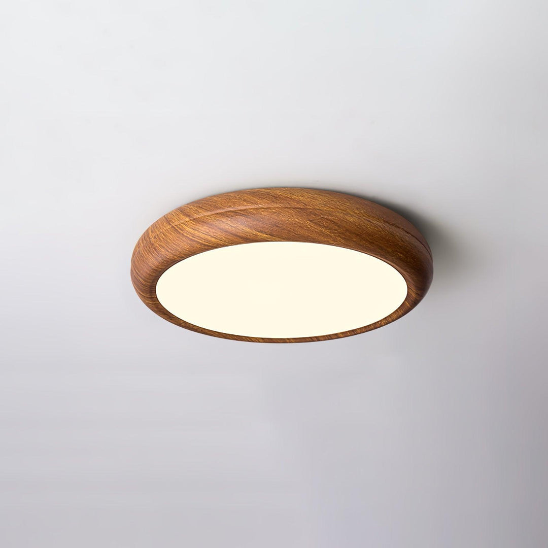 Lampe de plafond LED, bois scandinave, accent décoratif fort.