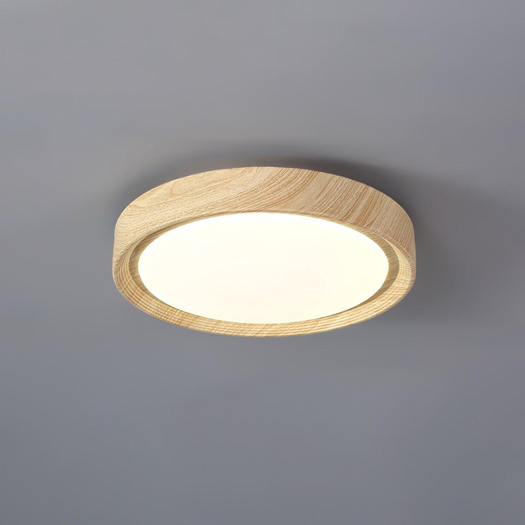 Luminaire LED de plafond, design bois, chambre ou bureau.