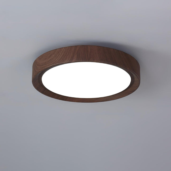 Plafonnier LED moderne, structure bois, éclairage efficace.