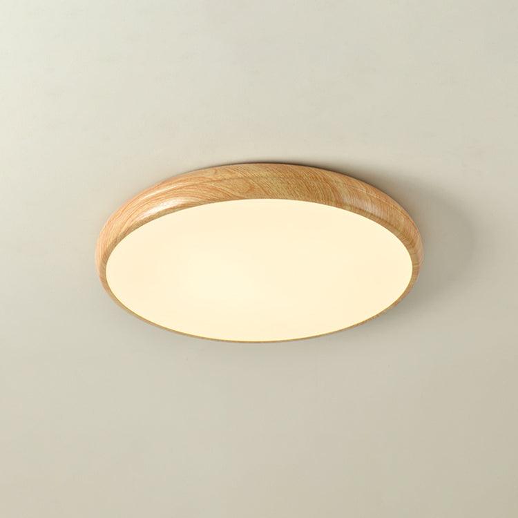Lampe de plafond LED ronde, bois et lumière, harmonie parfaite.