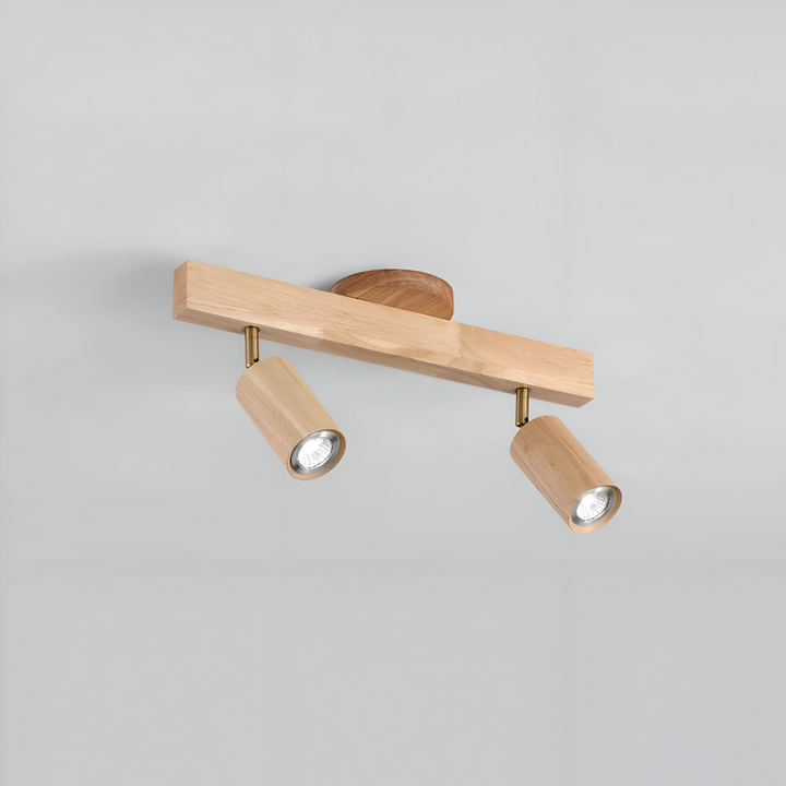 Luminaire moderne NordBeam, spot LED de plafond en bois et métal, économique et design.