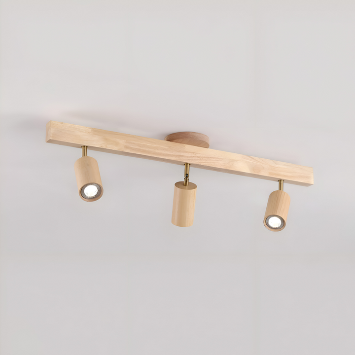 Plafonnier spot LED NordBeam, mélange bois-métal, luminaire décoratif et fonctionnel pour intérieur.