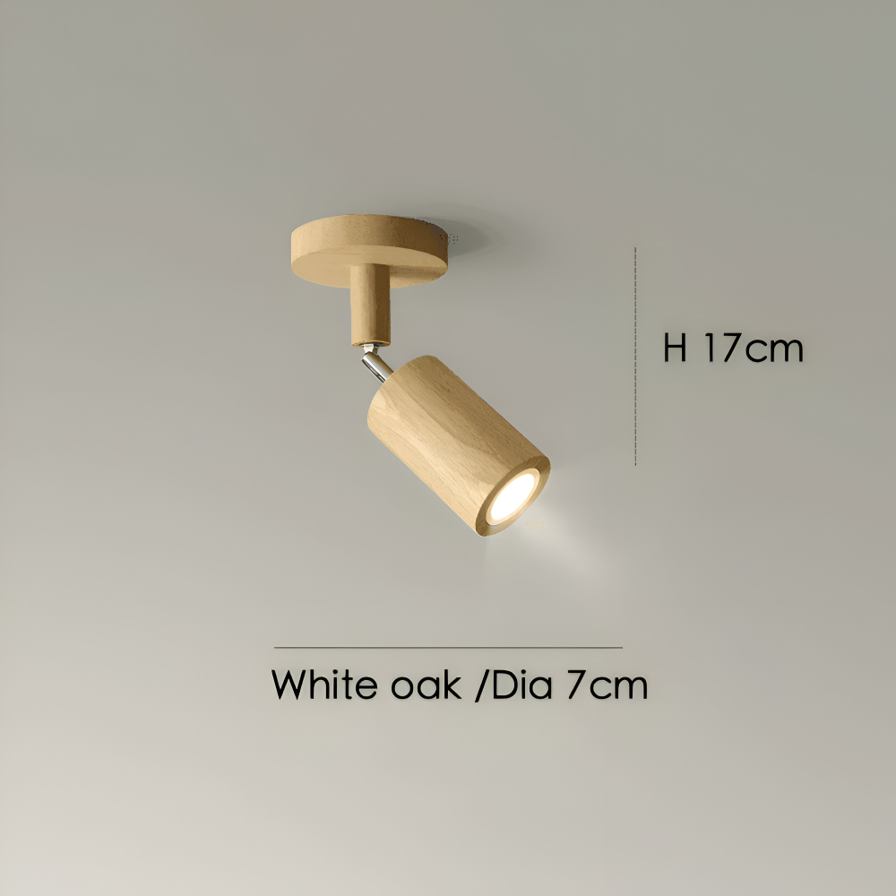 Spot LED de plafond NordBeam, construction durable bois et métal, éclairage intérieur polyvalent.