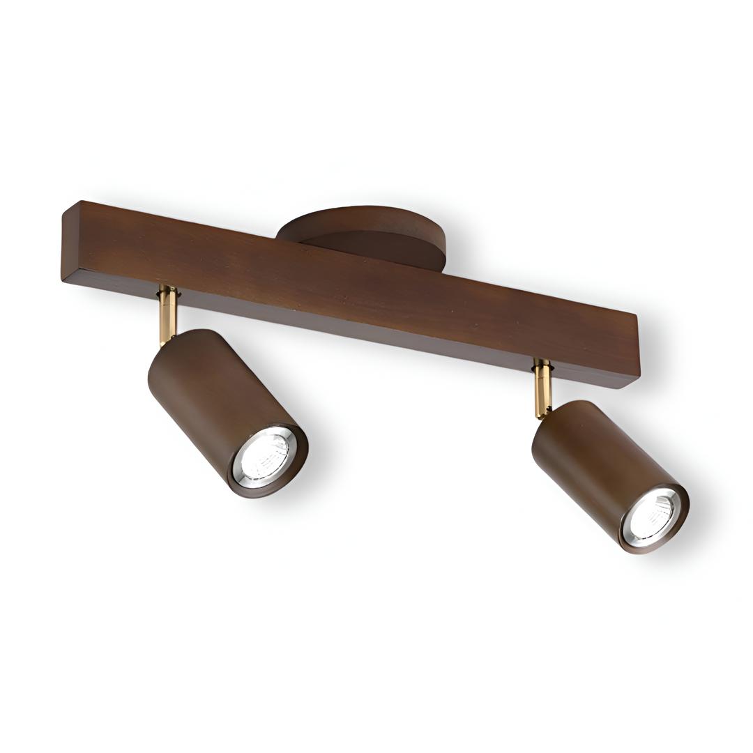 Luminaire LED NordBeam: spot de plafond réglable, en bois et métal, pour une touche moderne.