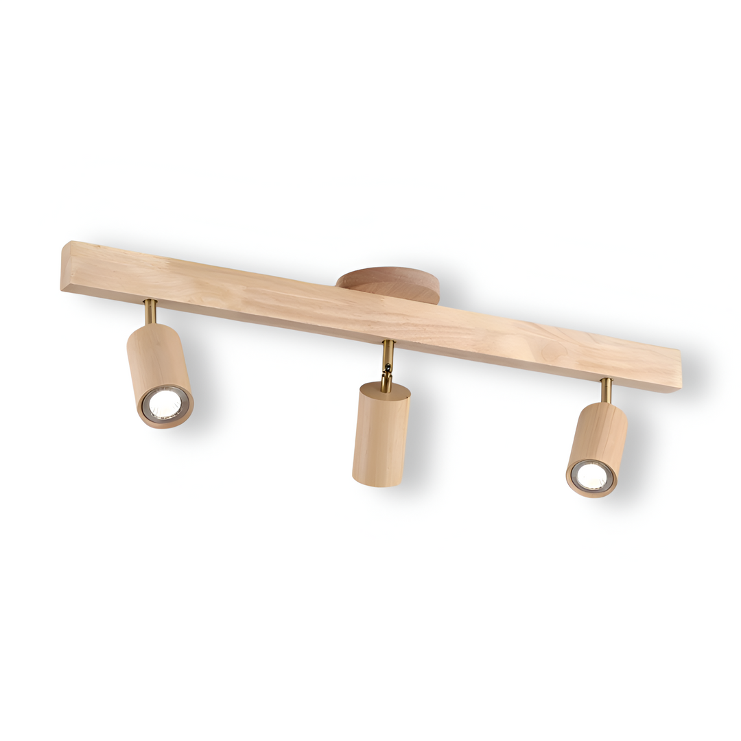 Éclairage design NordBeam, spot LED de plafond en bois et métal, parfait pour un intérieur chic.