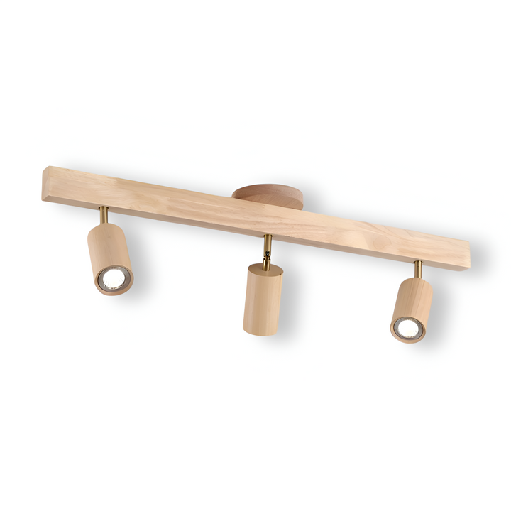 Éclairage design NordBeam, spot LED de plafond en bois et métal, parfait pour un intérieur chic.