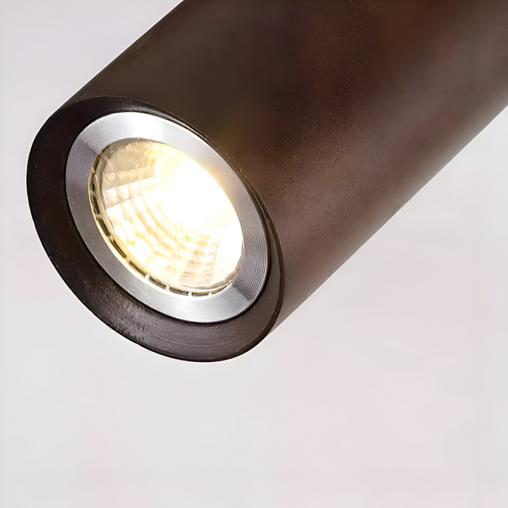 Luminaire plafonnier LED NordBeam design, finition bois et métal, éclairage intérieur modulable.